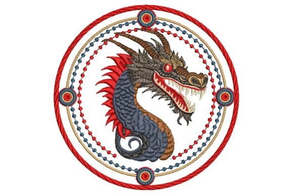 Blue Chinese Dragon in Frame Embroidery Design Review