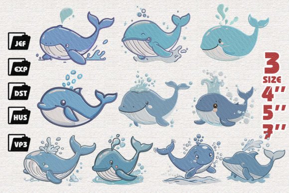 Set of 10 Cute Blue Whales Review